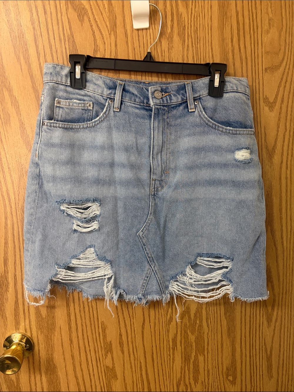 Divided Light Blue Ripped Denim Mini Skirt